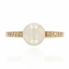 Bague perle diamants anneau plat