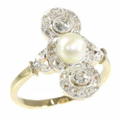 Bague perle et diamant