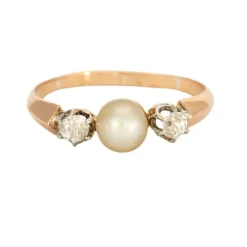 Bague perle et diamants