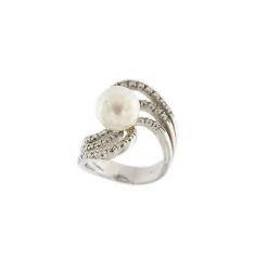 Bague perle et diamants