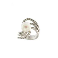 Bague perle et diamants