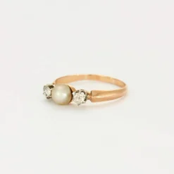 Bague perle et diamants