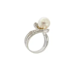Bague perle et diamants