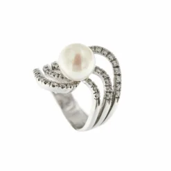 Bague perle et diamants