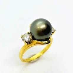 Bague Perle et Diamants Or jaune