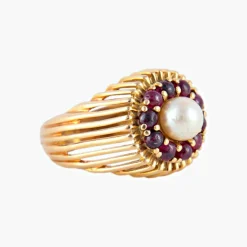 Bague Perle et Grenats