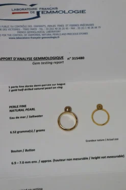 Bague Perle fine dorée