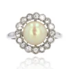 Bague perle fine gold et diamants ancienne