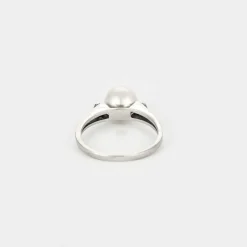 Bague perle or 18 carats diamants taille 50