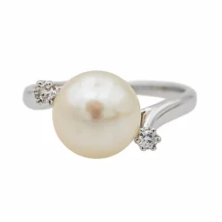 Bague Perle Or blanc Diamant, Perle