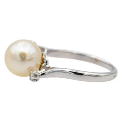 Bague Perle Or blanc Diamant, Perle