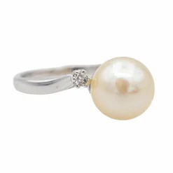 Bague Perle Or blanc Diamant, Perle