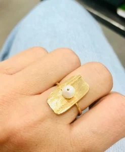 Bague perle or jaune