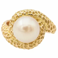 Bague perle or jaune perle