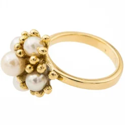Bague perle or jaune perle
