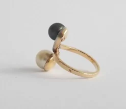 Bague Perles de culture et diamants anciens