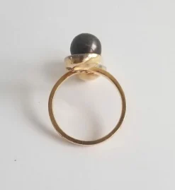 Bague Perles de culture et diamants anciens