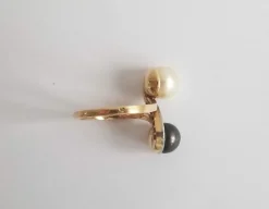Bague Perles de culture et diamants anciens