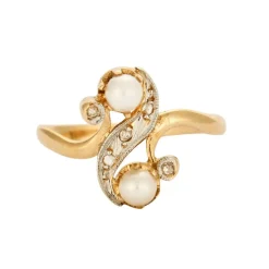 Bague perles et diamants
