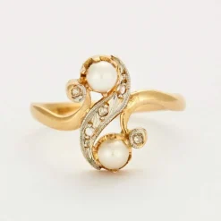 Bague perles et diamants