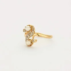 Bague perles et diamants
