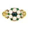 Bague Perles, pierres de lune, émeraudes