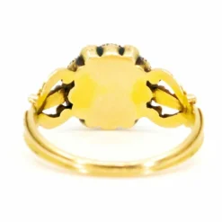 Bague Perles, pierres de lune, émeraudes