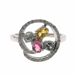 Bague pierres précieuses & diamants