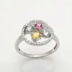 Bague pierres précieuses & diamants