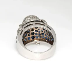 Bague Pieuvre en Or Blanc Diamants, Saphir