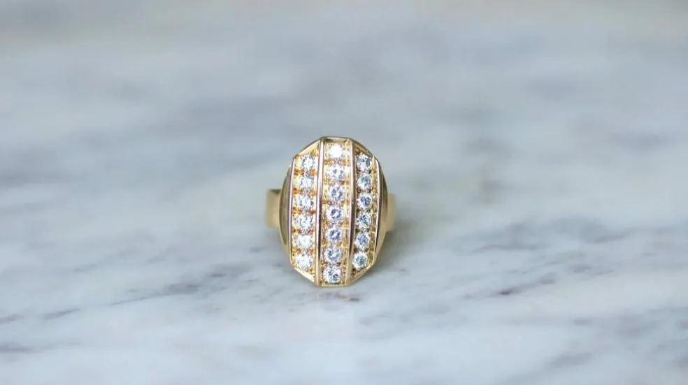 Bague Plaque diamants or jaune