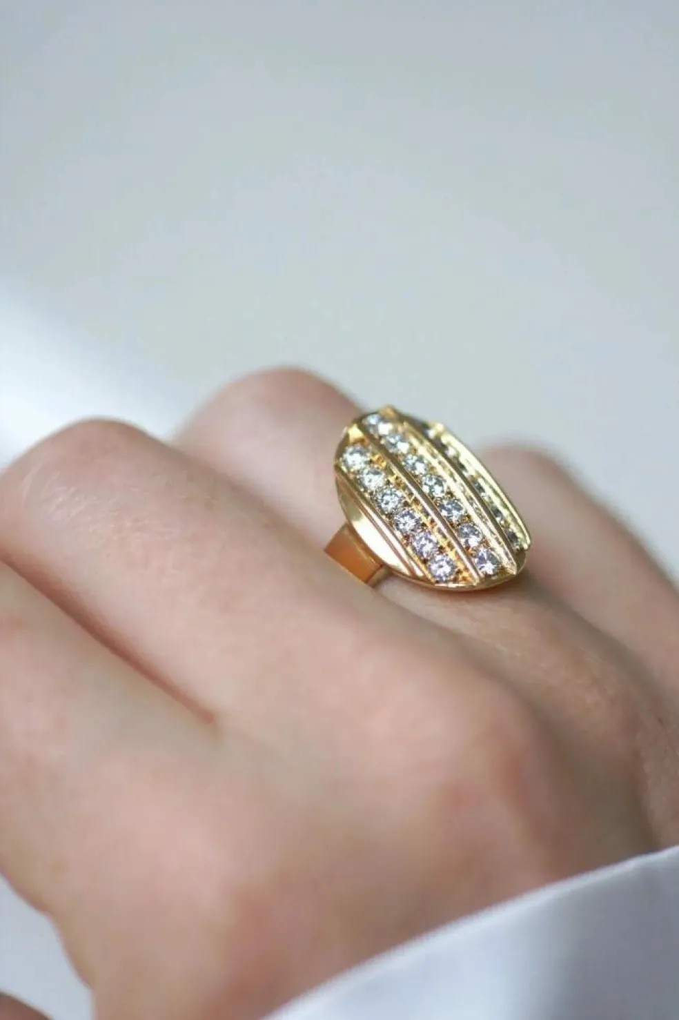Bague Plaque diamants or jaune