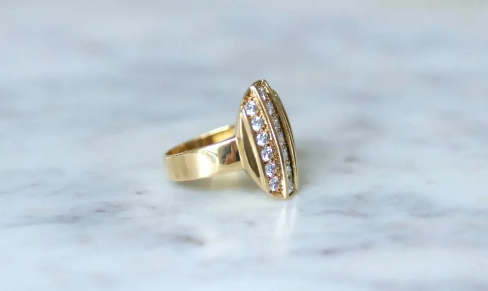 Bague Plaque diamants or jaune