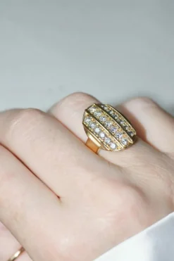 Bague Plaque diamants or jaune