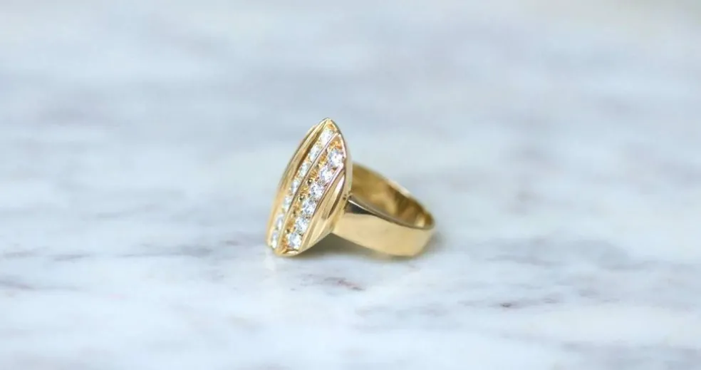 Bague Plaque diamants or jaune