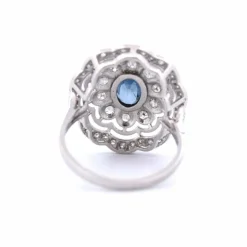 BAGUE PLATINE - AIGUE-MARINE ET DIAMANTS