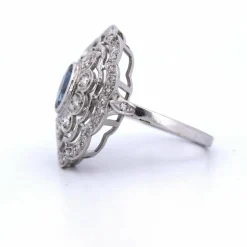 BAGUE PLATINE - AIGUE-MARINE ET DIAMANTS