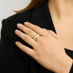 Bague Platine & Citrine