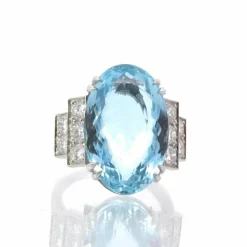 Bague Platine Aigue marine Diamants