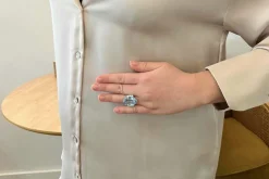 Bague Platine Aigue marine Diamants