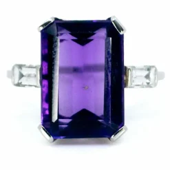 Bague Platine Améthyste Diamants