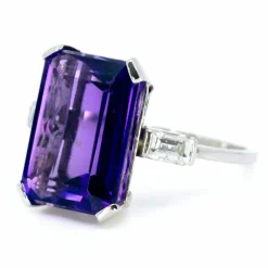 Bague Platine Améthyste Diamants