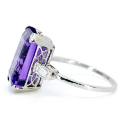 Bague Platine Améthyste Diamants