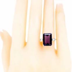 Bague Platine Améthyste Diamants