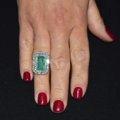 BAGUE PLATINE avec émeraude et diamants - DECO'