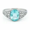 Bague platine diamant aigue-marine