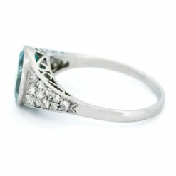 Bague platine diamant aigue-marine