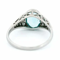 Bague platine diamant aigue-marine
