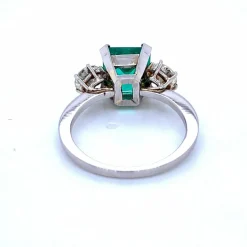Bague Platine Diamant Emeraude Colombienne