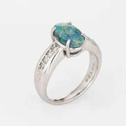 Bague platine diamant opale 1,20 ct